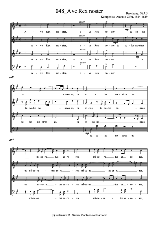 Ave Rex noster (Gemischter Chor) (Gemischter Chor) von Antonio Cifra 1584-1629 