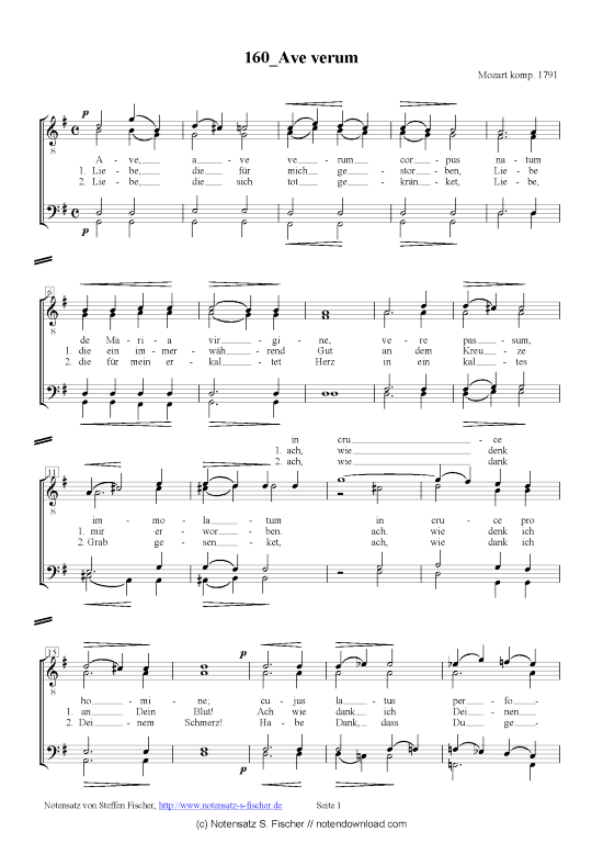 Ave verum (M nnerchor) (M nnerchor) von W. A. Mozart (1791)