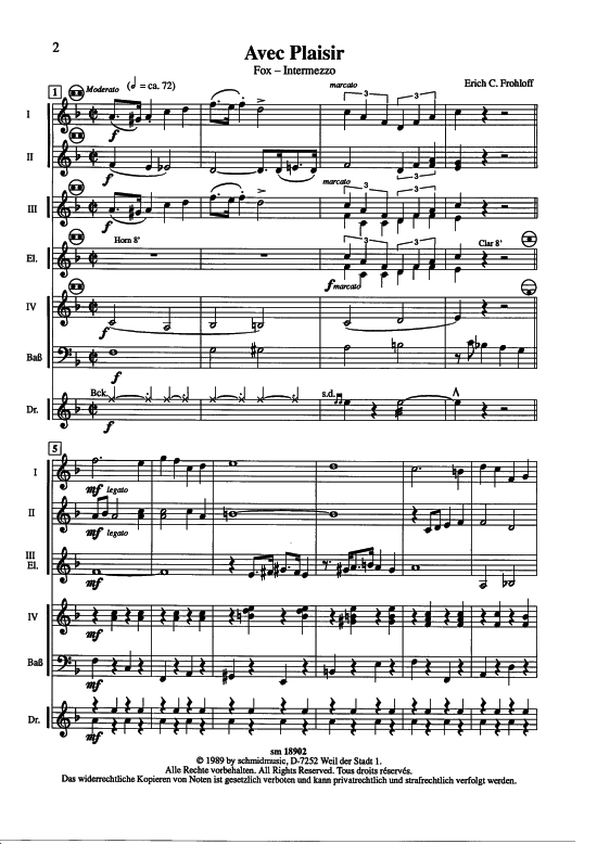 Avec plaisir Partitur (Akkordeonorchester) (Akkordeonorchester) von Erich C. Frohloff