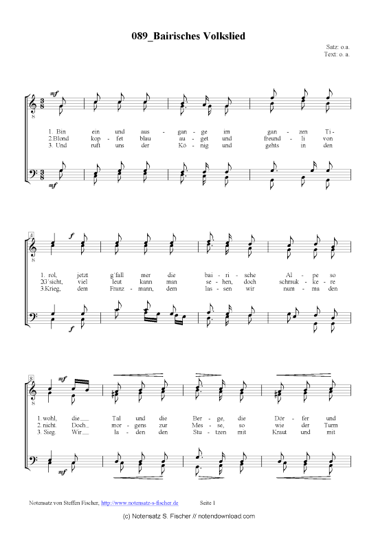 Bairisches Volkslied (M nnerchor) (M nnerchor) von 