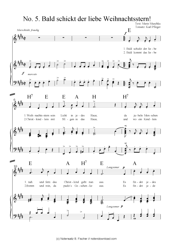 Bald schickt der liebe Weihnachtsstern (Klavier + Gesang) (Klavier Gesang  Gitarre) von arr. Karl Pfleger