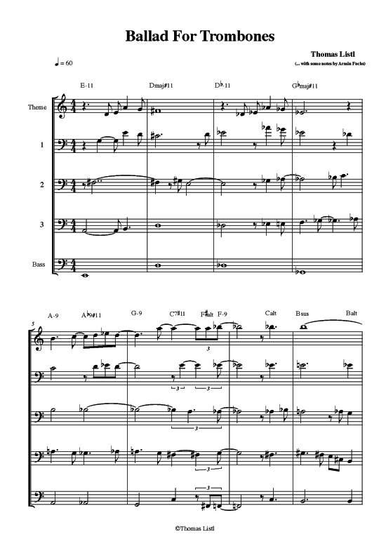 Ballad For Trombones (Leadsheet) (Klavier  Melodieinstr.) von Thomas Listl