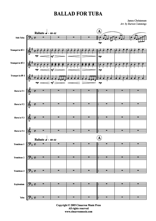 Ballad for Tuba (Tuba + Posaunenchor) (Ensemble  Solo Instrument) von J. Christensen