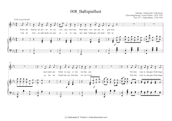 Ballspiellust (Klavier + Gesang) (Klavier  Gesang) von Schlesische Volksweise