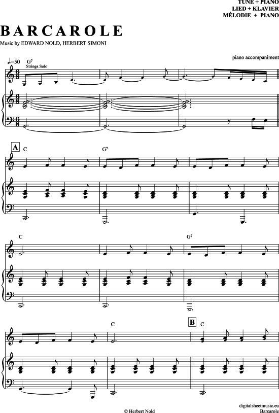 Barcarole (Klavier Begleitung + Gesang) (Klavier Gesang  Gitarre) von Edward Simoni