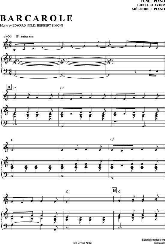 Barcarole (Klavier + Gesang) (Klavier Gesang  Gitarre) von Edward Simoni