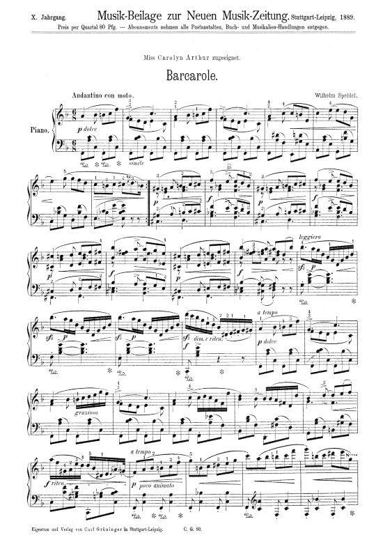 Barcarole (Klavier Solo) (Klavier Solo) von Wilhelm Speidel