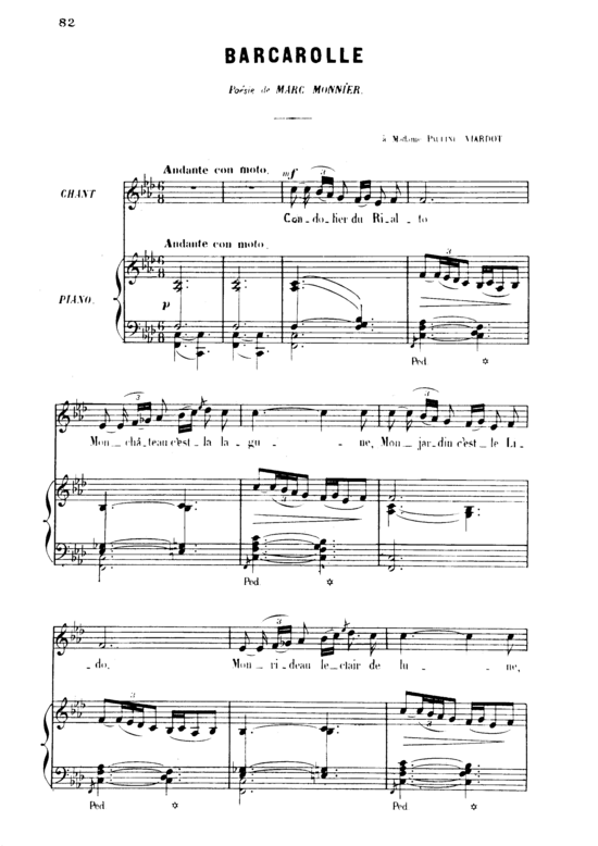 Barcarolle Op.7 No.3 (Gesang mittel + Klavier) (Klavier  Gesang mittel) von Gabriel Faur eacute 