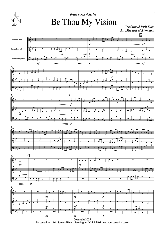 Be Thou My Vision (Trp B Horn F Pos) (Trio (Blech Brass)) von Irische Melodie