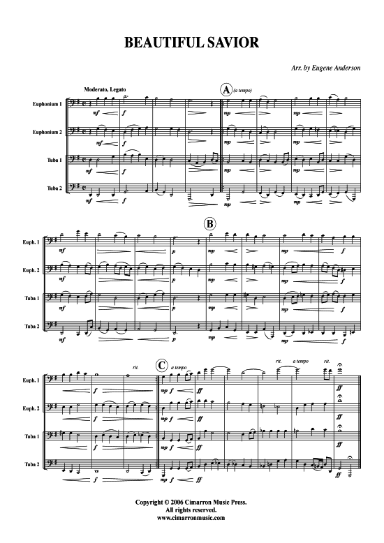 Beautiful Savior (Tuba Quartett 2x Bariton 2xTuba) (Quartett (Tuba)) von Traditional