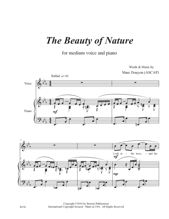 Beauty of Nature The (Gesang + Klavier) (Klavier  Gesang) von Marc Douyon