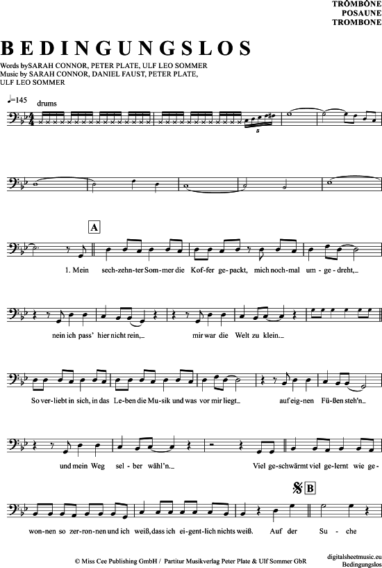 Bedingungslos (Posaune  Bariton) (Posaune) von Sarah Connor