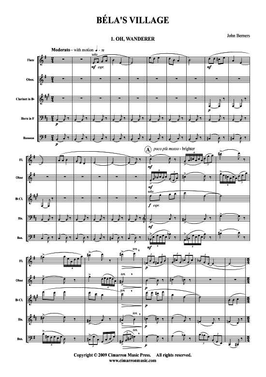 Belas Village (Holzbl auml ser-Quintett) (Quintett (Holzbl ser)) von John Berners