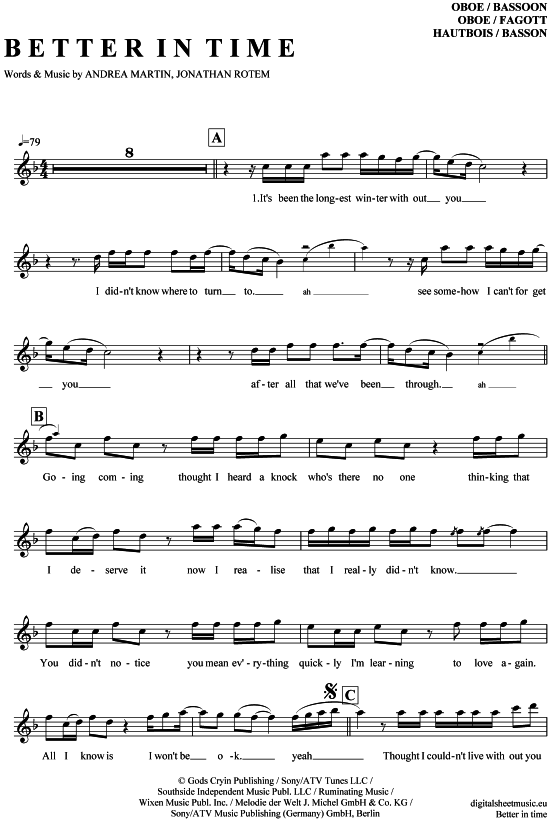 Better in time (Oboe Fagott) (Oboe Fagott) von Leona Lewis