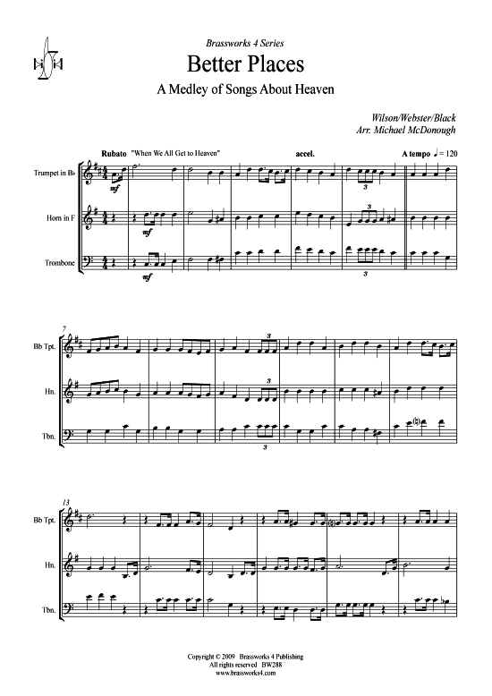 Better Places (Trp B Horn F Pos) (Trio (Blech Brass)) von Verschiedene Verfasser