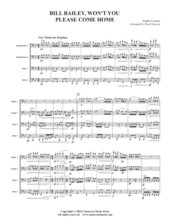 Bill Bailey Won acute t You Please Come Home (Tuba Quartett EETT) (Quartett (Tuba)) von Hughie Cannon