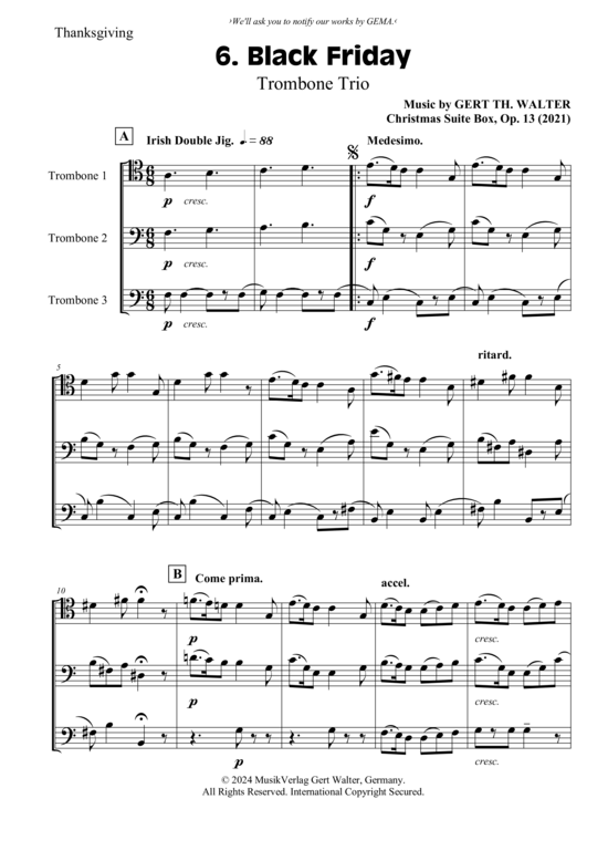 Black Friday (Posaunen Trio) (Trio (Posaune)) von Gert Th. Walter