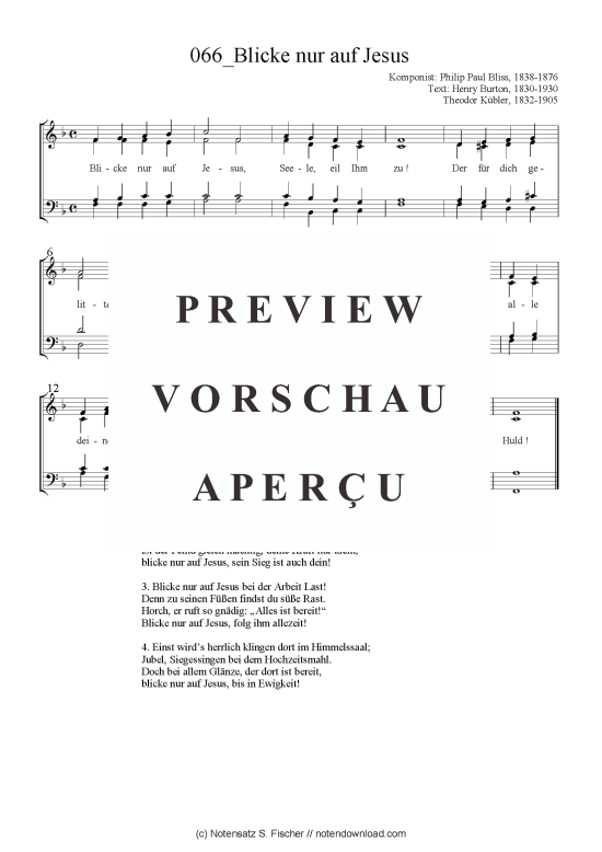 Blicke nur auf Jesus (Gemischter Chor) (Gemischter Chor) von Philip Paul Bliss 1838-1876  Henry Burton 1830-1930 Theodor K bler 1832-1905