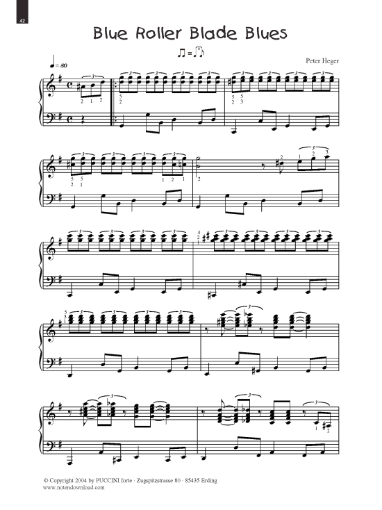 Blue Roller Blade Blues (Klavier Solo mittelschwer) (Klavier Solo) von Peter Heger (aus Boogies Band 3)