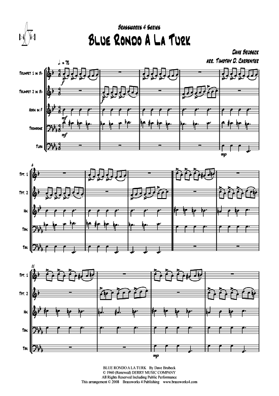 Blue Rondo A La Turk (Blechbl serquintett) (Quintett (Blech Brass)) von Dave Brubeck