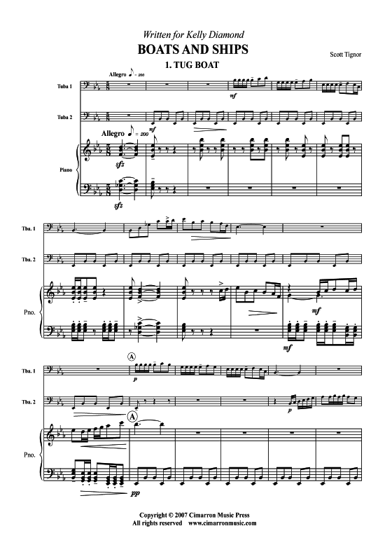 Boats amp Ships (2x Bariton Pos + Klavier) (Trio (Klavier  2 St.)) von Scott Tignor (3 S auml tze)