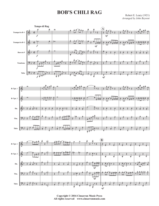 Bob acute s Chili Rag (Blechbl auml serquintett) (Quintett (Blech Brass)) von Robert E. Leary