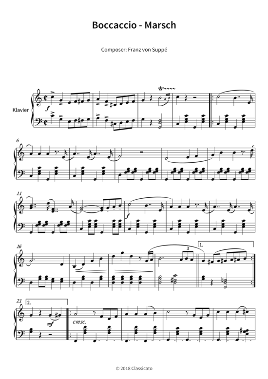 Boccaccio - Marsch (Klavier Solo) (Klavier Solo) von Franz von Supp 
