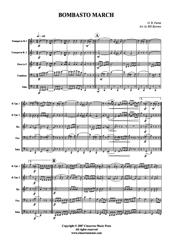 Bombasto Marsch (Blechbl auml serquintett) (Quintett (Blech Brass)) von O. R. Farrar
