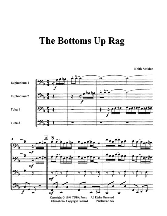 Bottoms Up Rag (Tuba Quartett EETT) (Quartett (Tuba)) von Keith Mehlan
