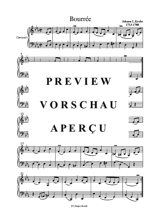 Bourree (Klavier Solo) (Klavier Solo) von Johann L. Krebs 1713-1780