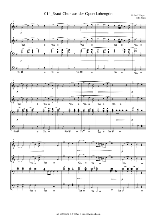 Braut-Chor aus der Oper Lohengrin (Klavier vierh ndig) (Klavier vierh ndig) von Richard Wagner 1813-1883 
