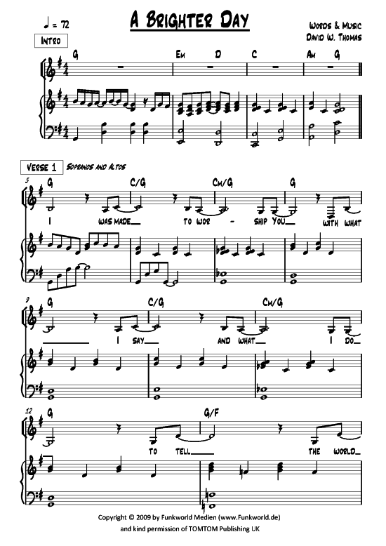 Brighter day (Klavier + Gesang) (Gemischter Chor Klavier) von David Thomas (aus Songs for Gospel Vol. 3)
