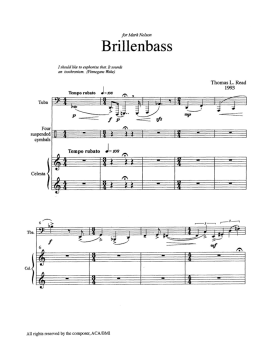 Brillenbass (Tuba + Percussion) (Duett (2 St.)) von Thomas Read