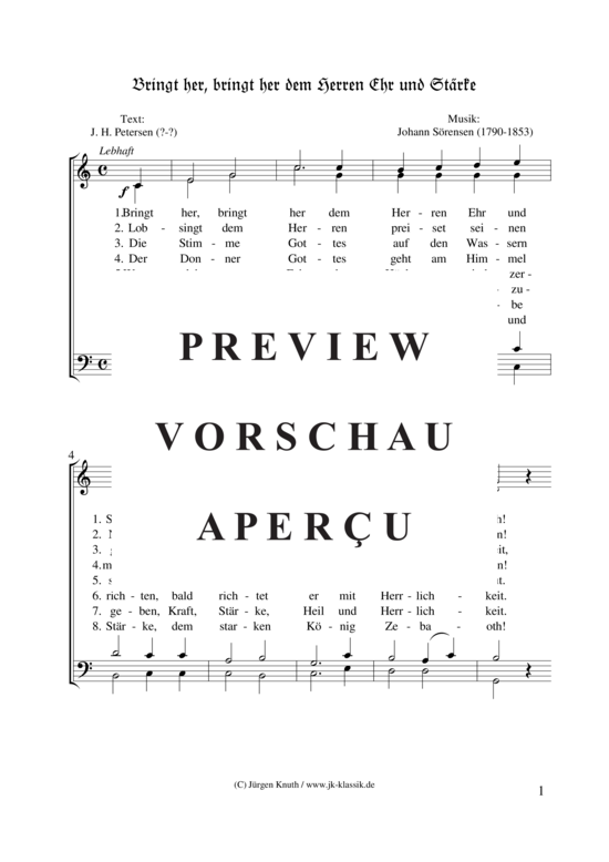 Bringt her bringt her dem Herren Ehr und St rke (Gemischter Chor) (Gemischter Chor) von Johann S rensen