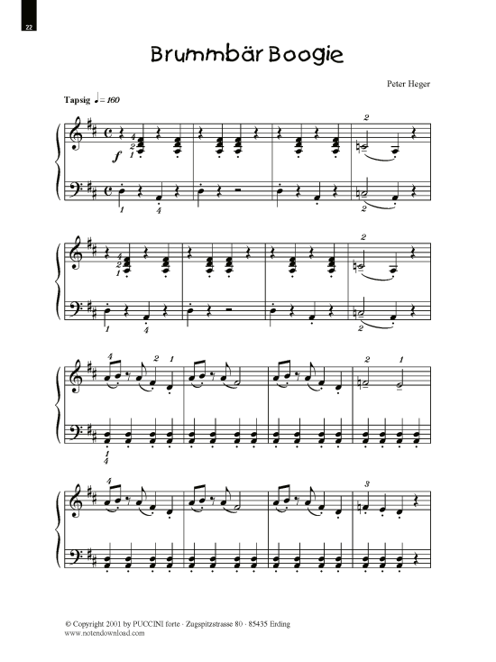 Brummb auml r Boogie (Klavier Solo sehr leicht) (Klavier einfach) von Peter Heger (aus Boogies Band 1)