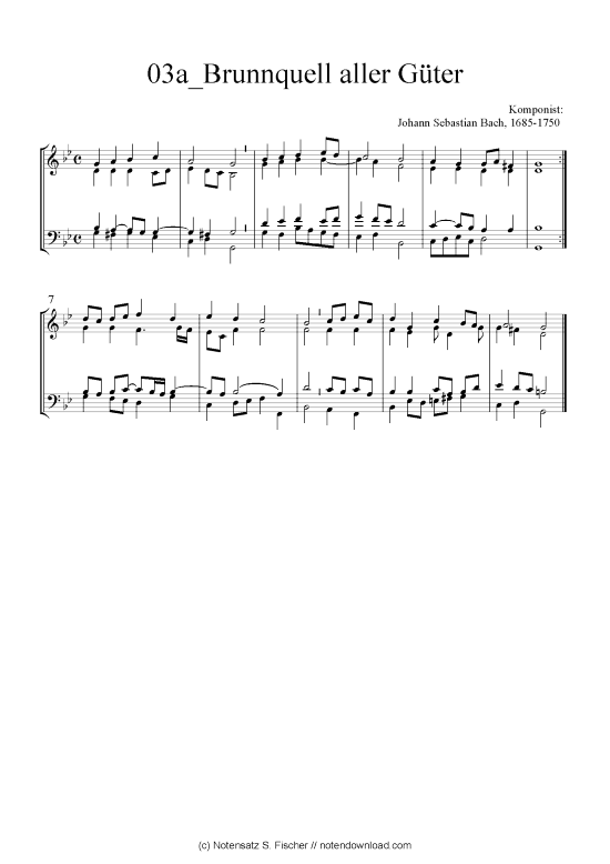 Brunnquell aller G ter (Quartett in C) (Quartett (4 St.)) von Johann Sebastian Bach 1685-1750 