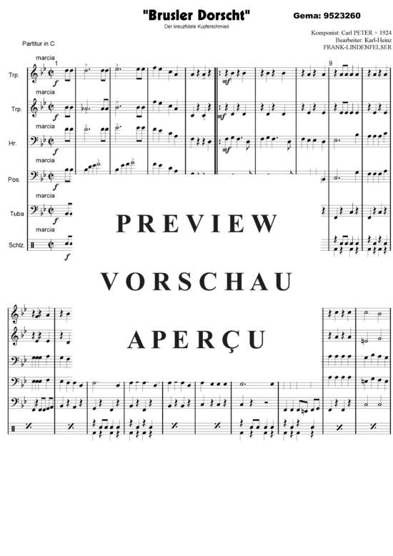Brusler Dorscht (Der Kreuzfidele Kupferschmied) (Blechbl ser Quintett - flexible Besetzung) (Quintett (Blech Brass)) von Carl Peter