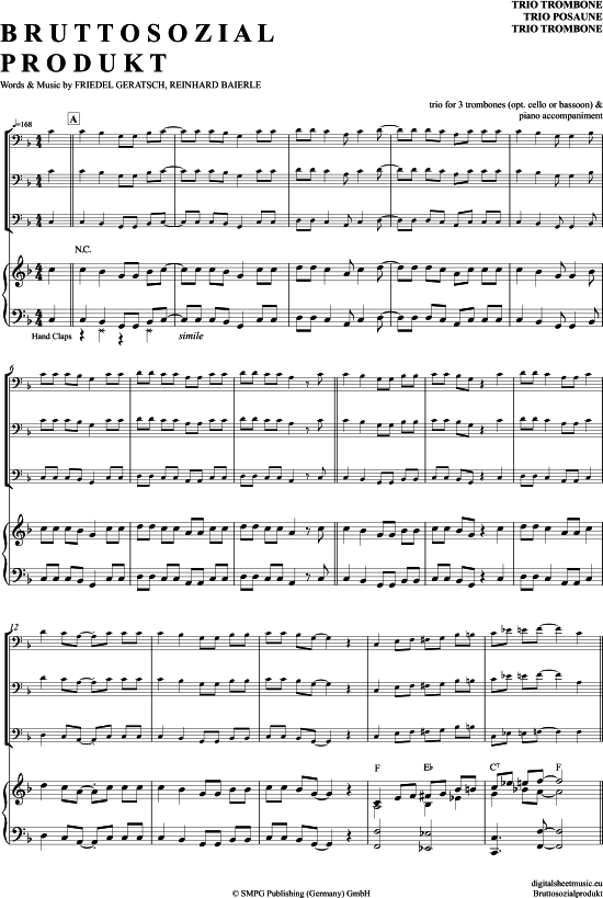Bruttosozialprodukt (Posaunen Trio + Klavier) (Trio (Posaune)) von Geier Sturzflug