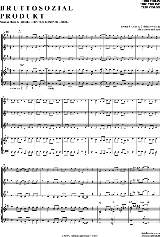 Bruttosozialprodukt (Violinen Trio + Klavier) (Trio (Violine)) von Geier Sturzflug