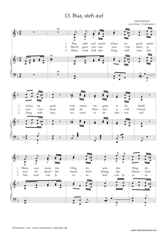 Bua steh auf (Klavier + Gesang) (Klavier  Gesang) von Weihnachtslied aus dem Salzkammergut