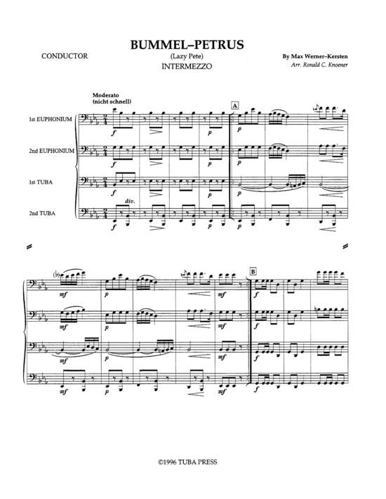 Bummel-Petrus (Lazy Pete) (Tuba Quartett EETT) (Quartett (Tuba)) von Ronald Knoener