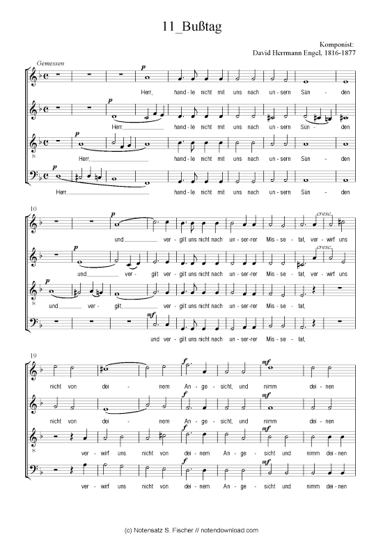 Bu tag (Gemischter Chor) (Gemischter Chor) von David Herrmann Engel (1816-1877)