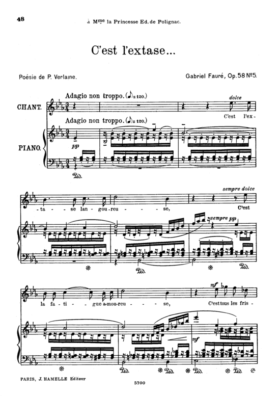 C acute est l acute extase Op.58 No.5 (Gesang hoch + Klavier) (Klavier  Gesang hoch) von Gabriel Faur eacute 