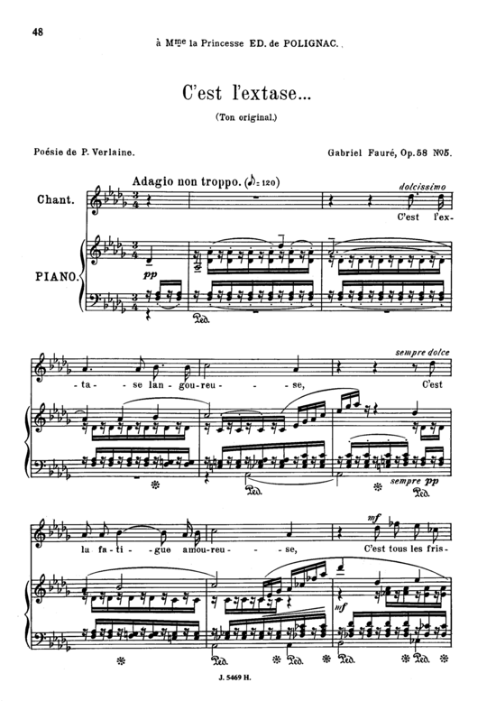 C acute est l acute extase Op.58 No.5 (Gesang mittel + Klavier) (Klavier  Gesang mittel) von Gabriel Faur eacute 