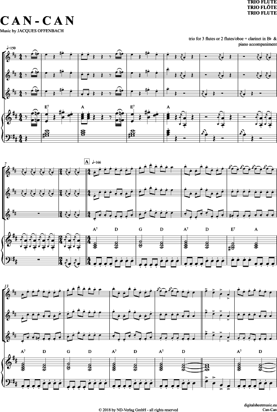 Can-Can (Fl ten Trio + Klavier) (Trio (Fl te)) von Jacques Offenbach