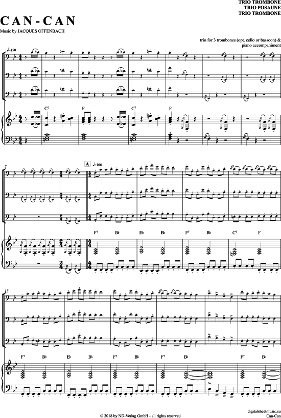 Can-Can (Posaunen Trio + Klavier) (Trio (Posaune)) von Jacques Offenbach