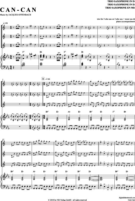 Can-Can (Saxophon Trio AAA(T) + Klavier) (Trio (Saxophon)) von Jacques Offenbach