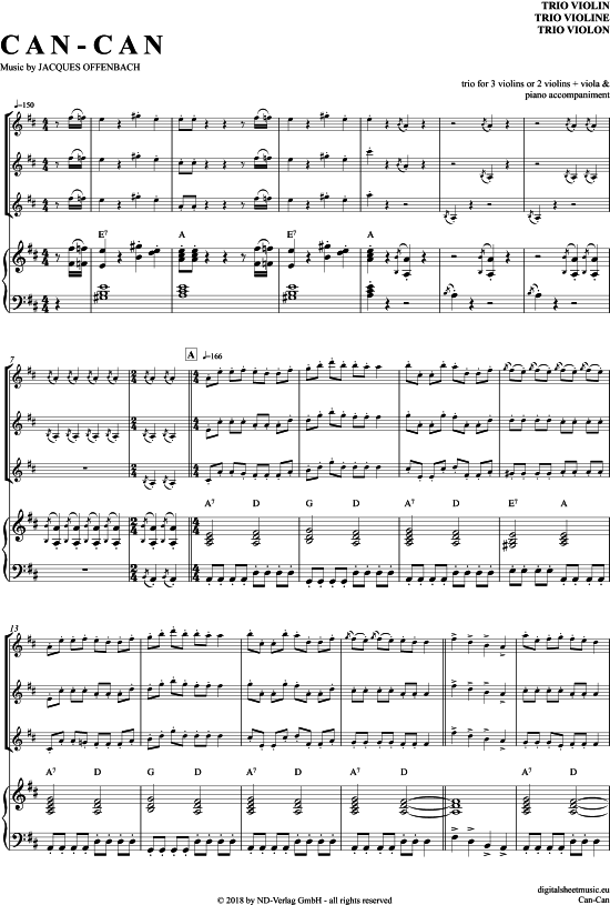 Can-Can (Violinen Trio + Klavier) (Trio (Violine)) von Jacques Offenbach