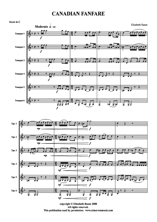 Canadian Fanfare (Trompeten-Ensemble in B un C) (Ensemble (Blechbl ser)) von Elizabeth Raum
