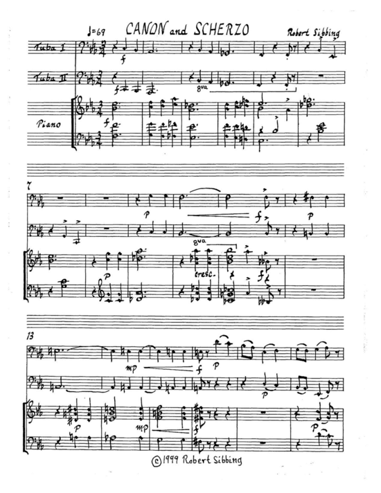 Canon and Scherzo (2x Tuba + Klavier) (Trio (Klavier  2 St.)) von Robert Sibbing